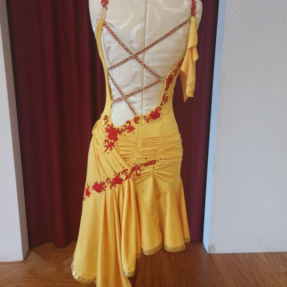 Yellow Latin and Rhythm Dress - Picture 3 of 6